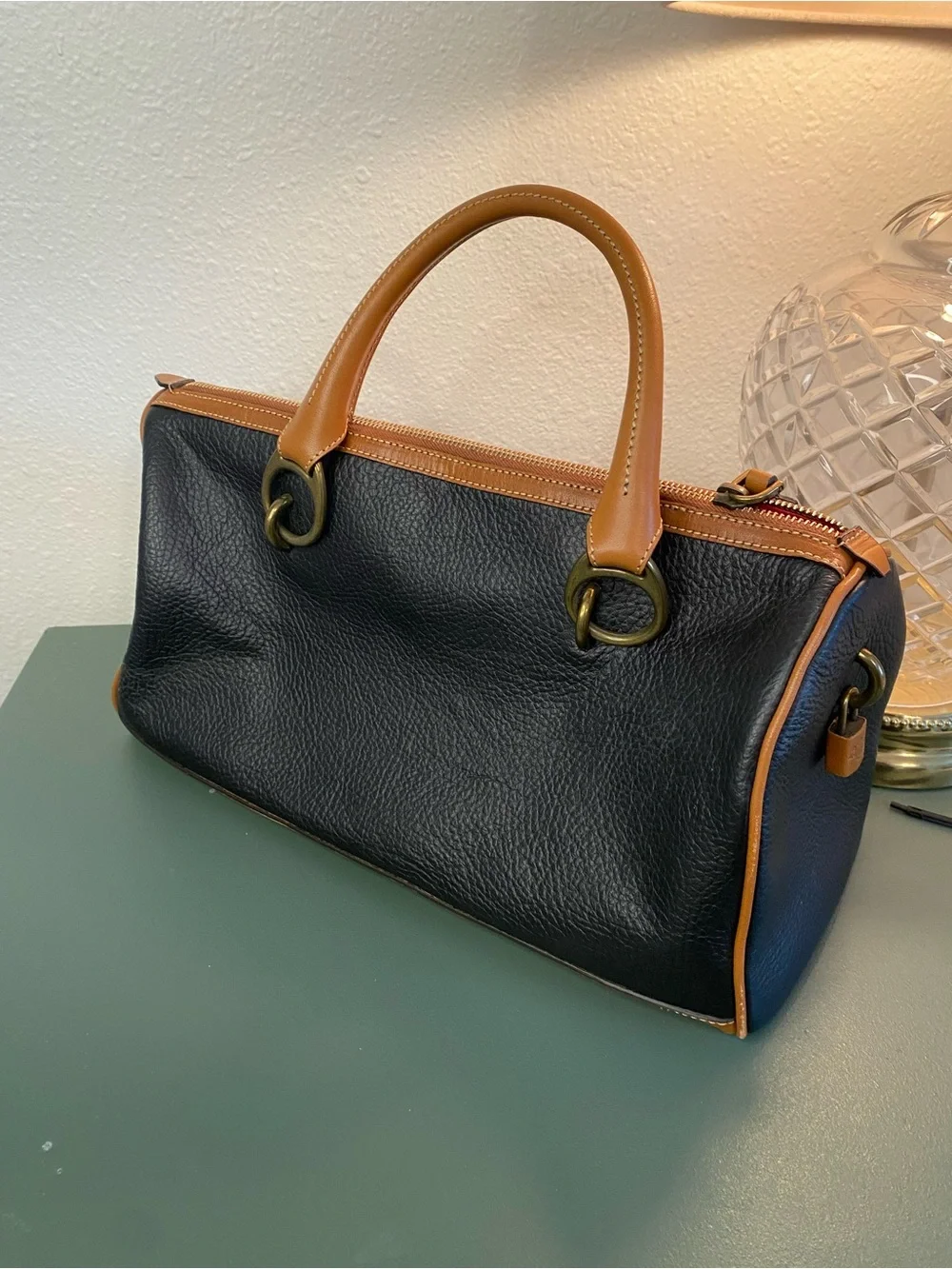 Prix de Dressage Leather Satchel Navy Tan Equestrian Quiet Luxury Bag